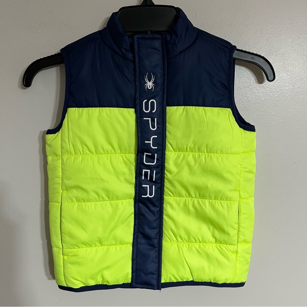 Boys Spyder Neon Yellow & Blue Puffer Vest Size 4T Winter Outdoors Casual‎